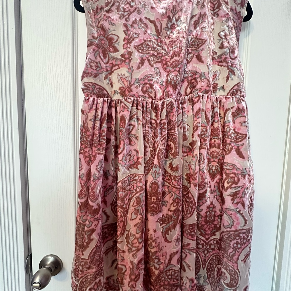 NWOT Free People Pink Velvet Petal Combo All The Time Mini Dress Tunic SZ L